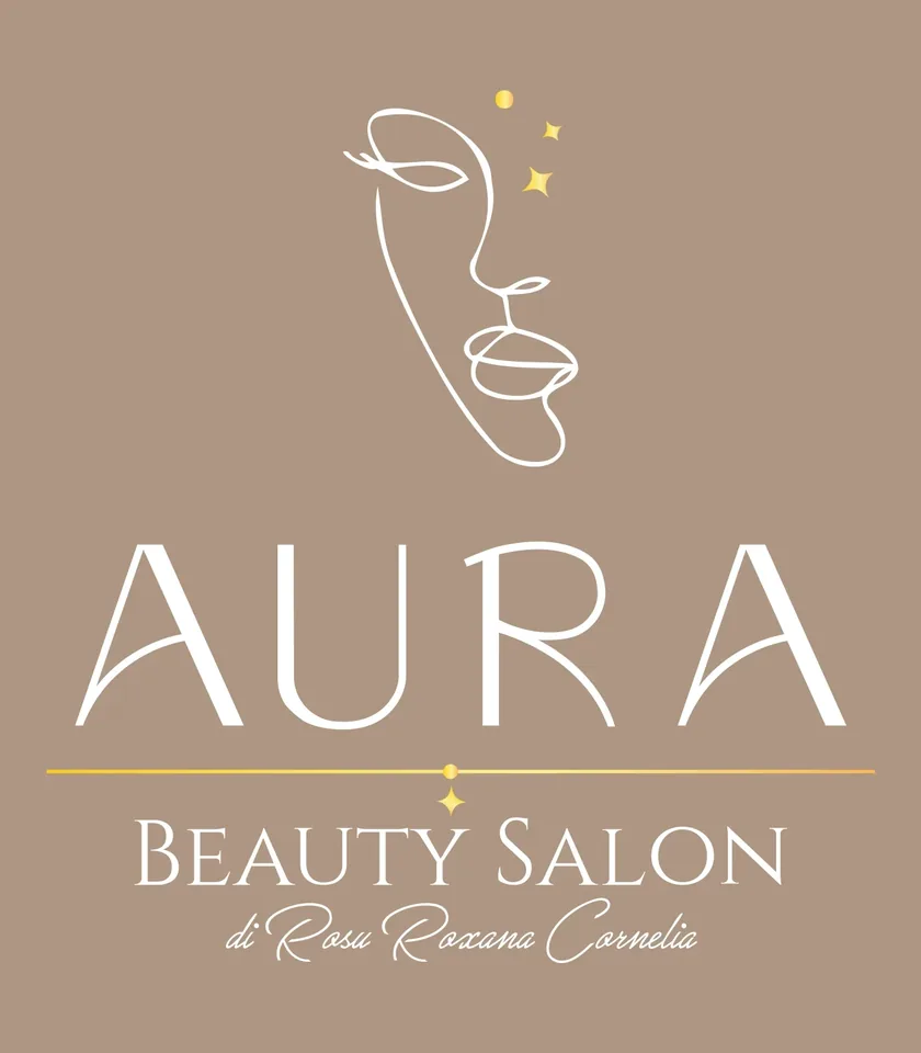 Logo con loto in verticale - Aura Beauty Salon